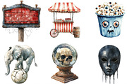 Watercolor Spooky Circus Clipart, an Illustration by Designking (Thumbnail 3 of 4)