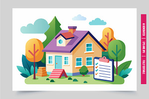 Suburban house with checklist, an Illustration by Tanuart