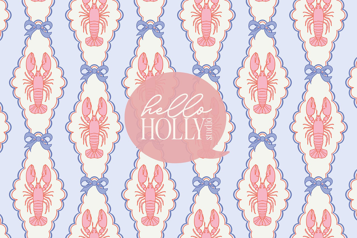 Preppy Lobster Pattern - Pink Blue, a Pattern Graphic by Hello Holly Studio (Photo 1 of 10)