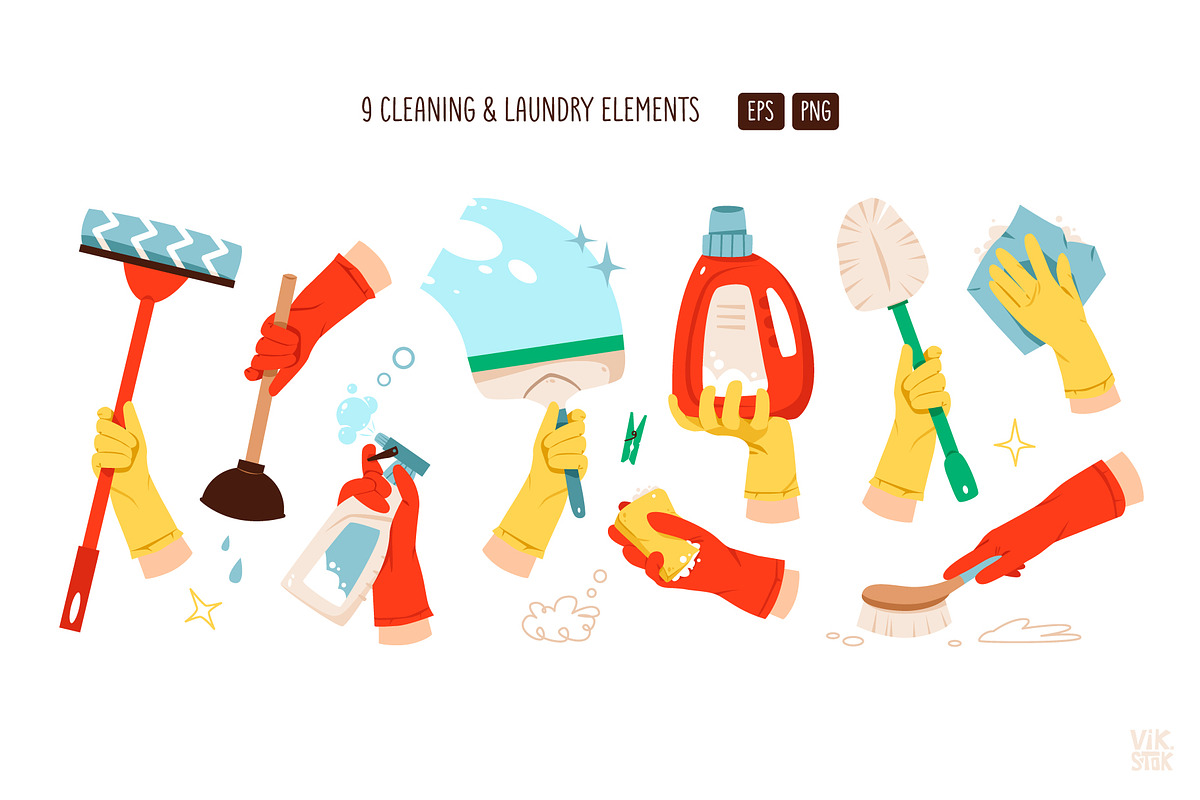 Cleaning & Laundry Clipart, a Work Illustration by vik.stock (Photo 3 of 7)