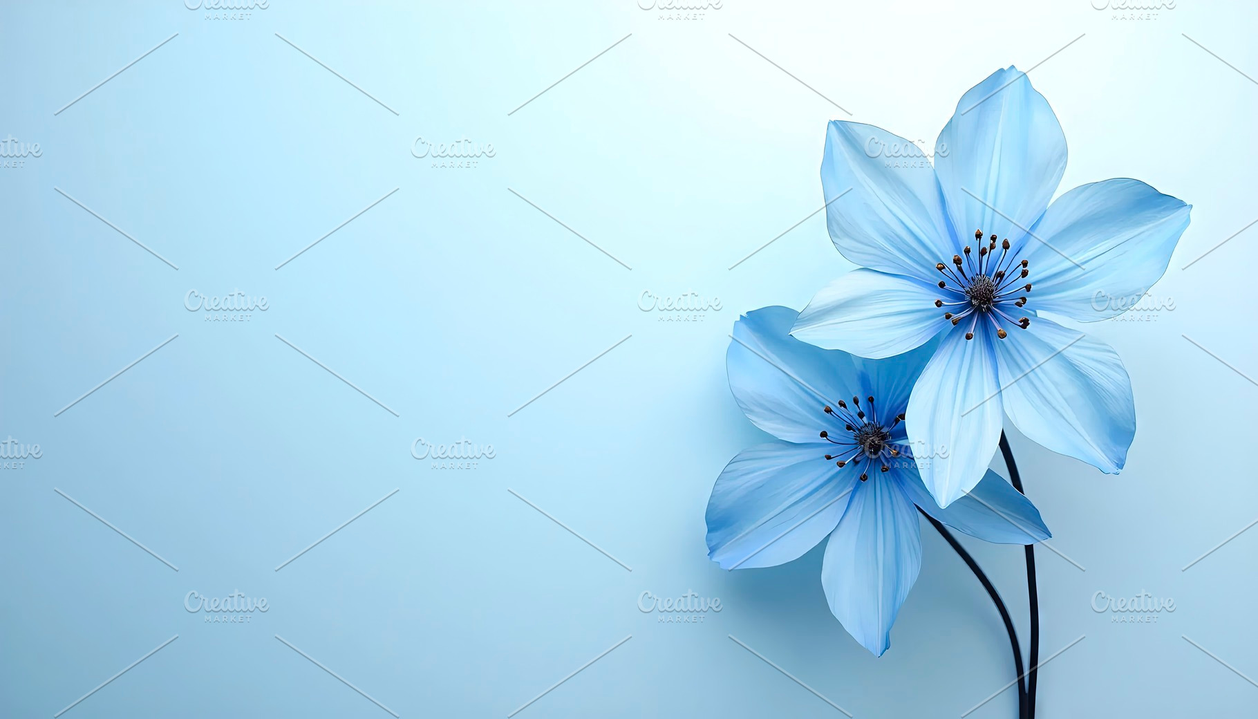 Soft Blue Floral Composition For Bra, a Photo by LOGOCREATIVE