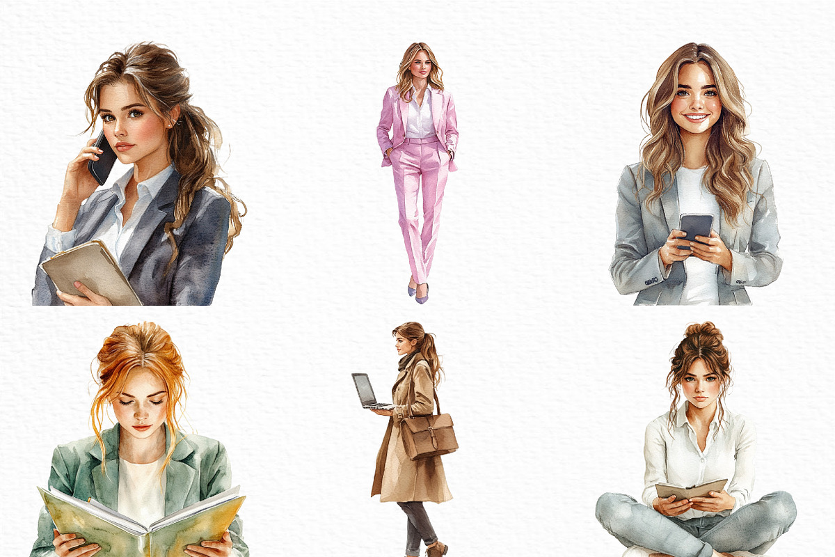 Watercolor Business Girl Clipart, an Illustration by Craft Nest (Photo 2 of 6)