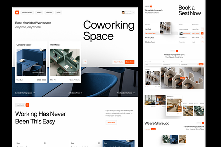 Shareloc - Coworking Space Booking, an UI Kit Template by Sans Design