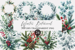 Winter Botanical Clipart, an Illustration by Designworld