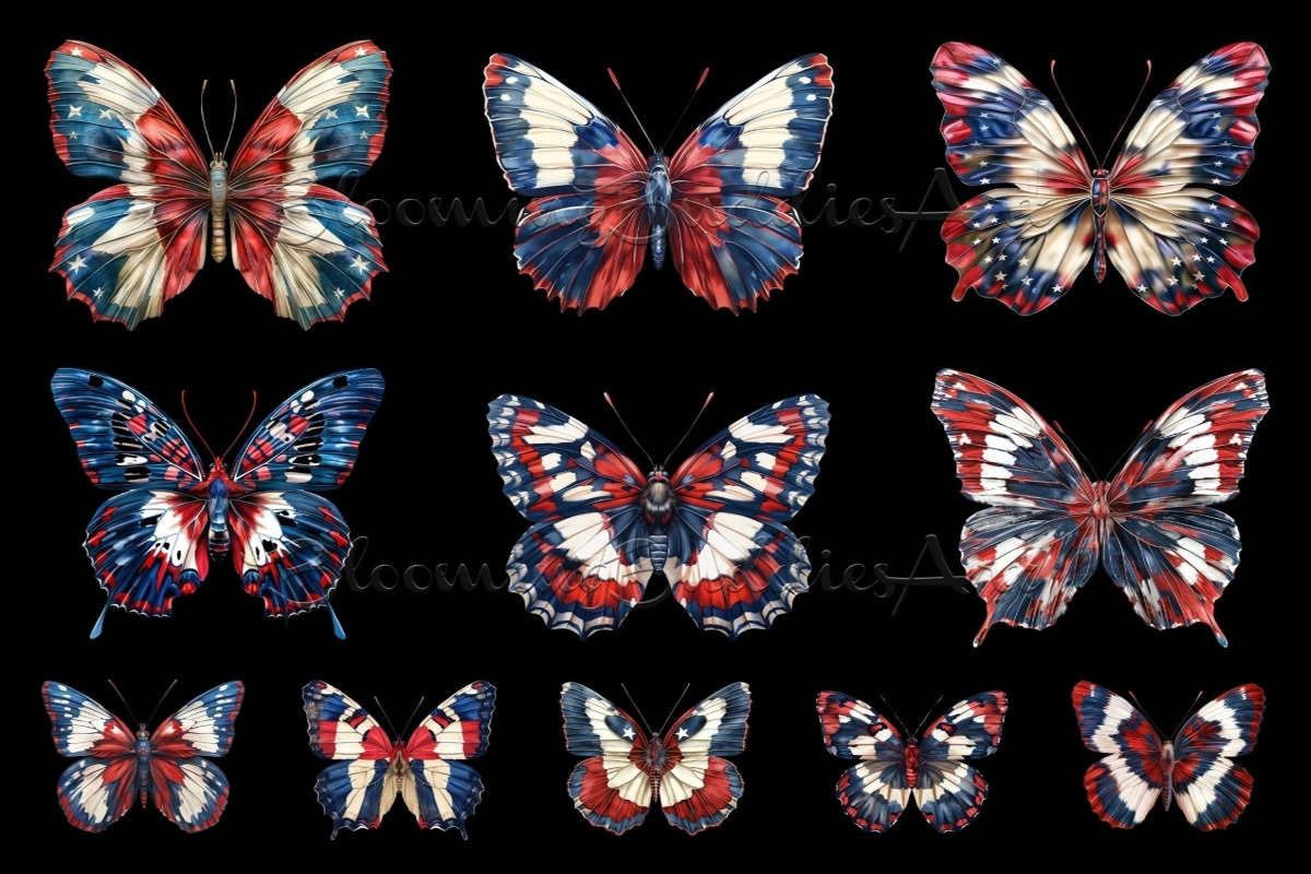 35 Patriotic Butterfly Art Bundle, a Decorative Illustration by Art Paradise Studios (Photo 4 of 8)