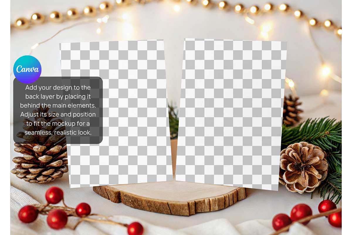 Christmas Card Mockup with Pinecones, a Product Mockup by MockupWizard (Photo 3 of 5)