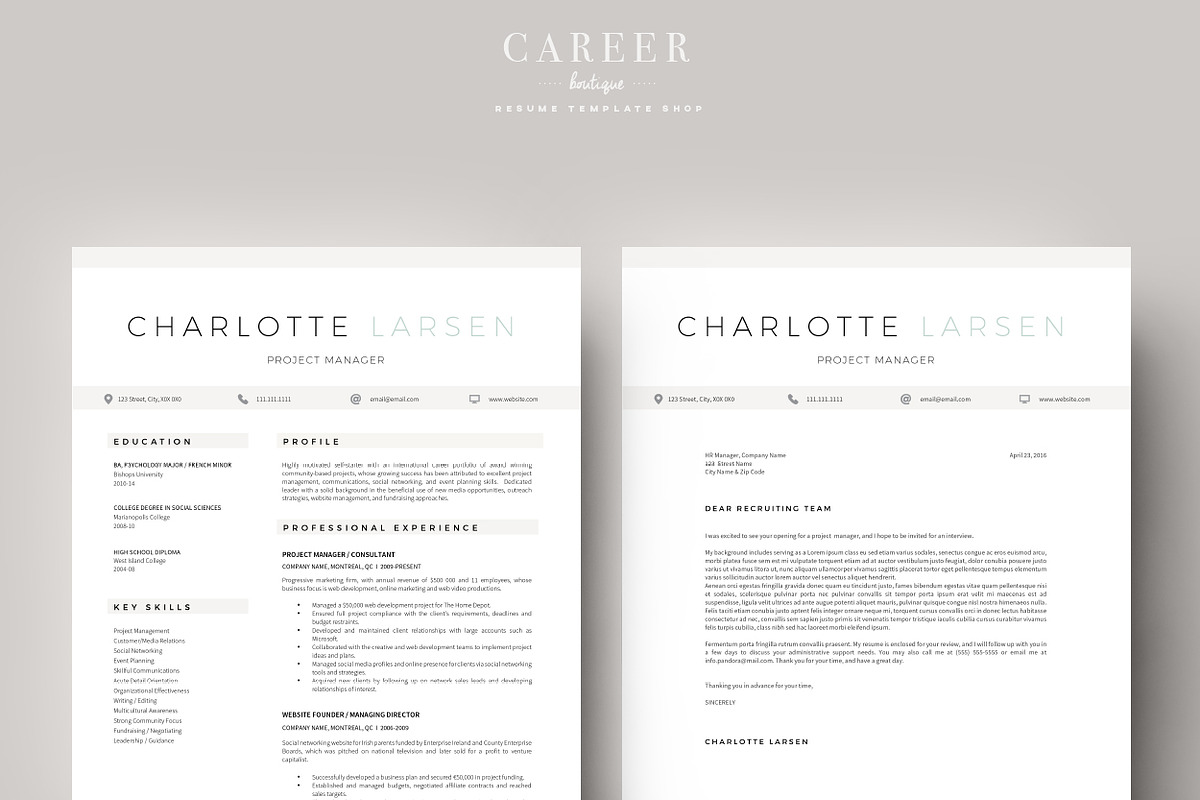 Modern Resume & CoverLetter Template, a Resume Template by careerboutique (Photo 3 of 6)