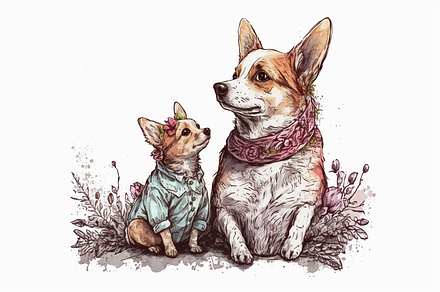 Adorable Mother Dog and Puppy JPEG