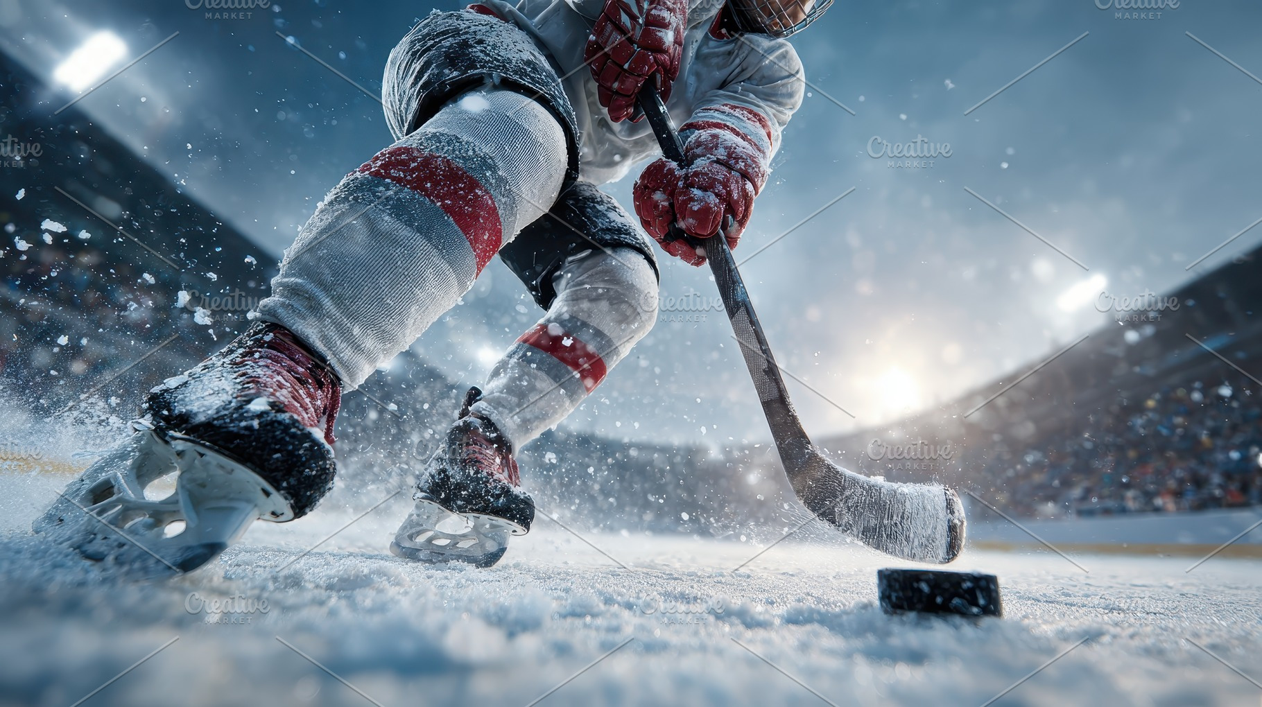 Ice hockey player action shot stadiu, a Photo by Pixeness Studio