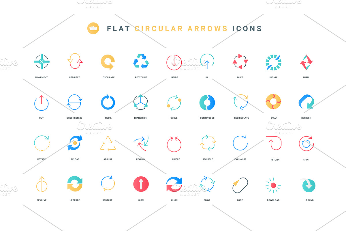 Circular curved cycle arrows icons, an Object Illustration by Lemberg Vector