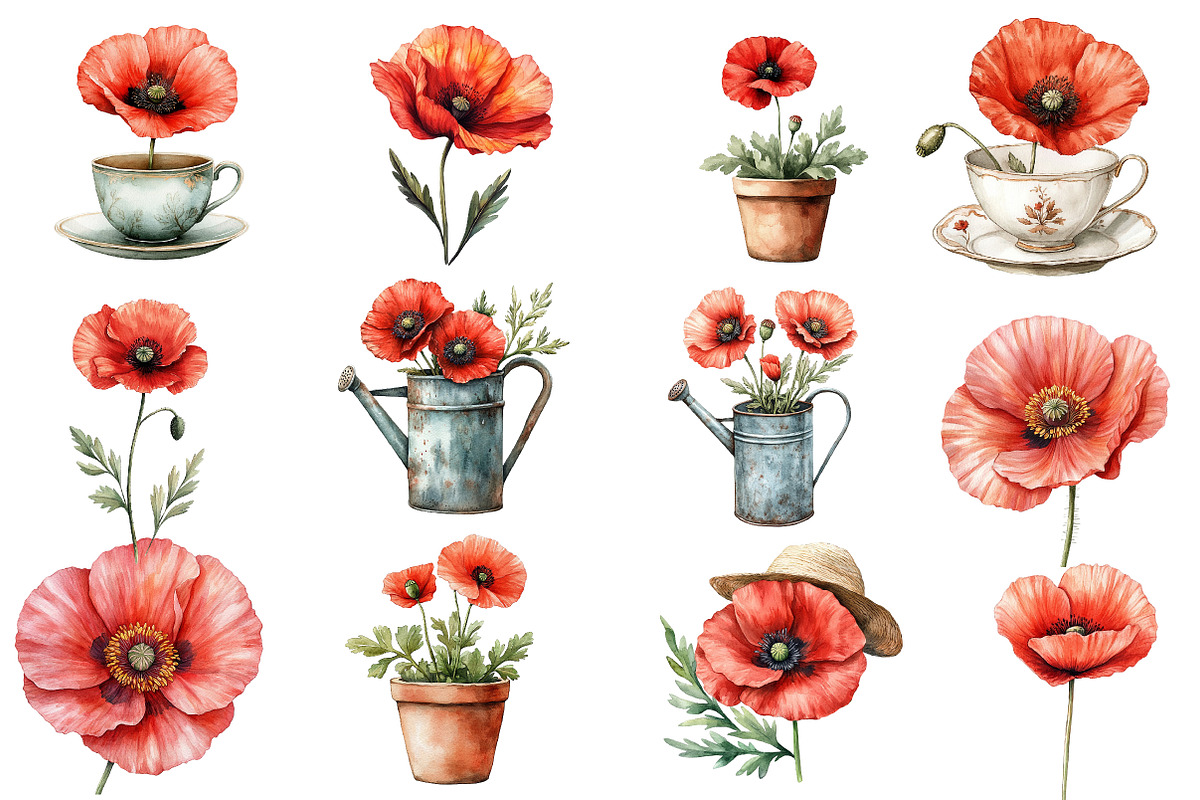Poppy Flowers Clipart, an Illustration by Designworld (Photo 2 of 4)
