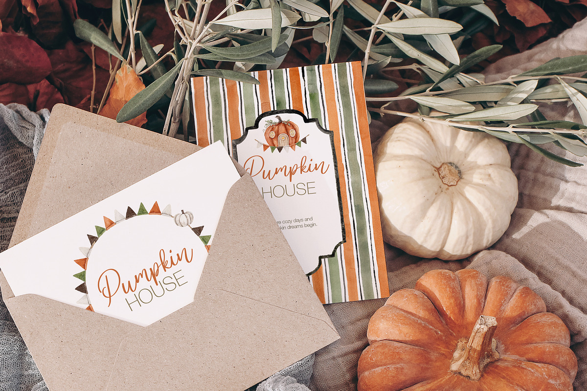 Pumpkin House Watercolor Clipart, a Decorative Illustration by Beigetime (Photo 11 of 13)