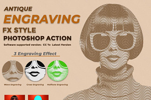 Antique Engraving FX Style Photoshop, a Brushes & More by Studio Retouch