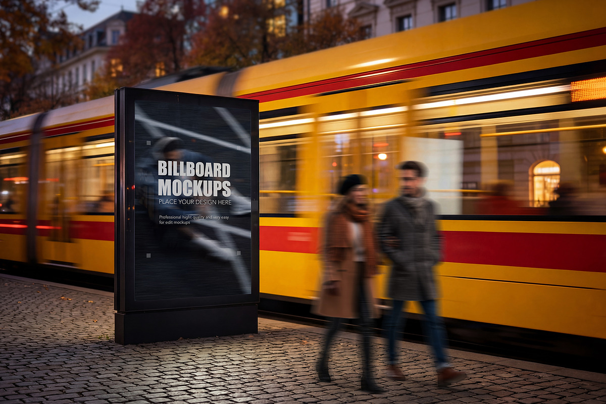 Night Advertising Billboard Mockups, an Advertising Mockup by Dikarte.Store (Photo 5 of 7)