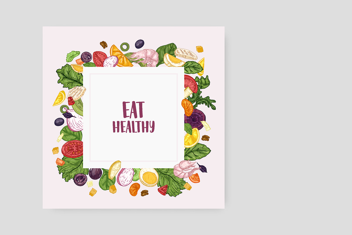 Salad set and backgrounds, a Food Illustration by Good Studio (Photo 6 of 9)