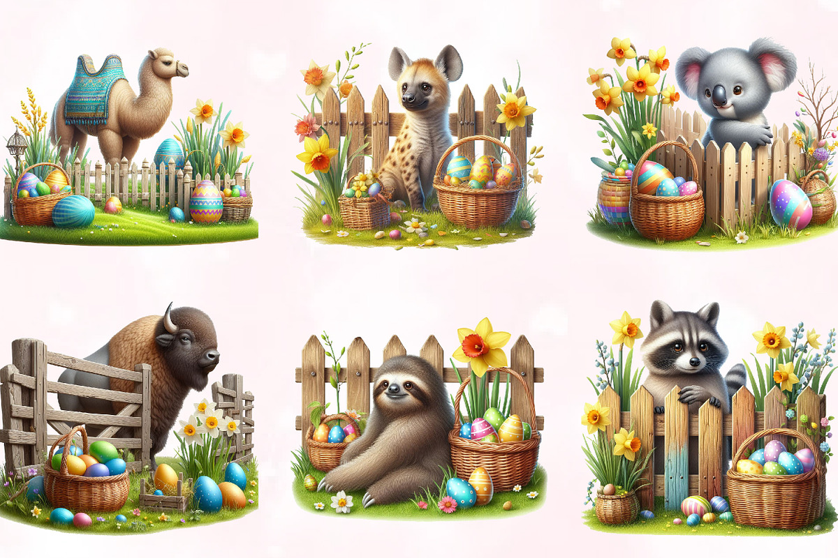Watercolor Easter Animals Clipart, a Seasonal Illustration by Craft Nest (Photo 3 of 7)