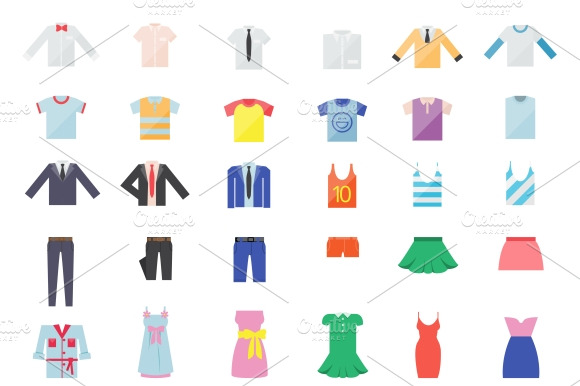 Large Set Of Clothing Icons