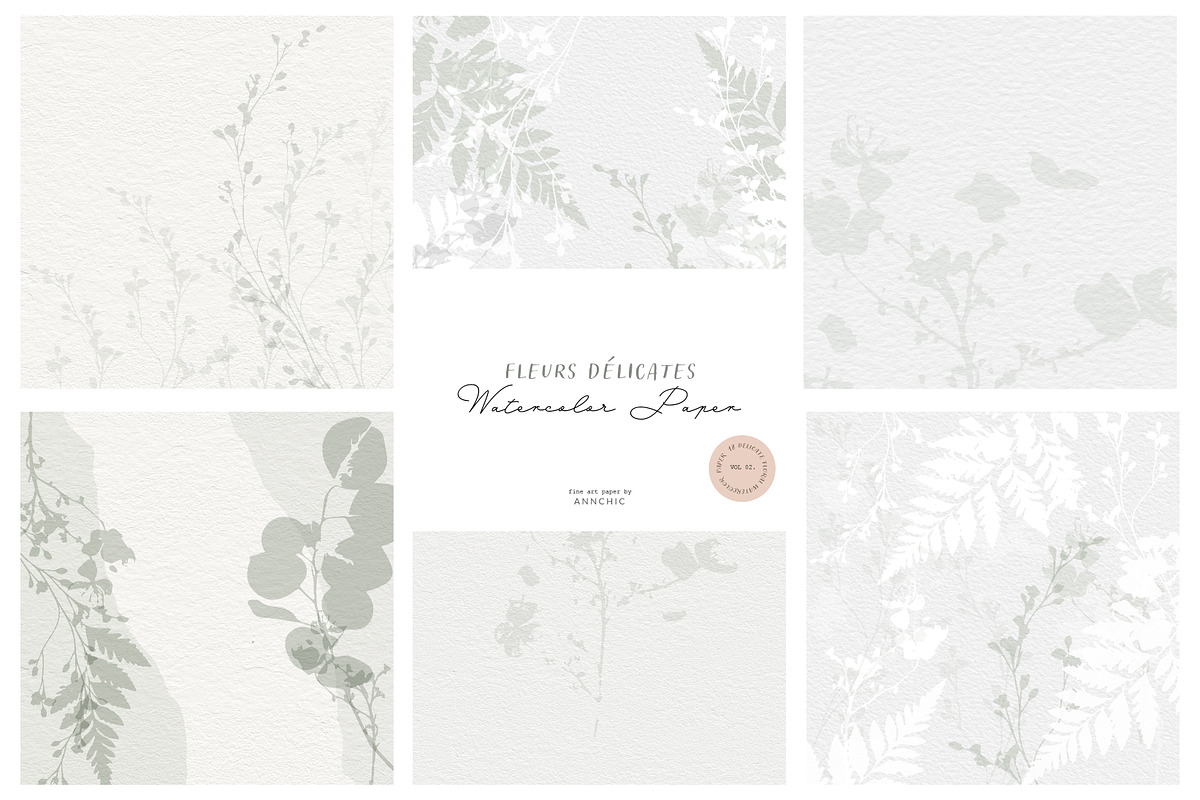 Watercolor floral paper collection, a Texture Graphic by Anna Sokol (Photo 5 of 9)