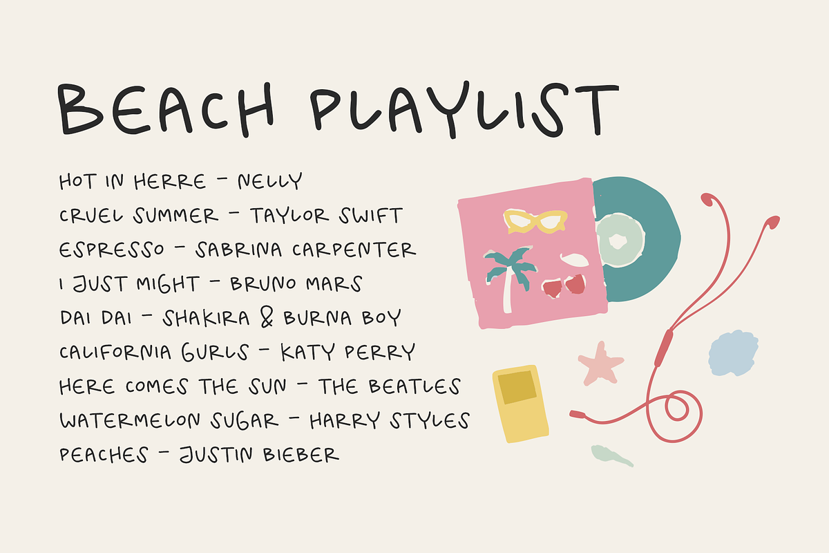 Summer Playlist Fonts & Doodles, a Handwritten Font by ReveryWorks (Photo 5 of 10)