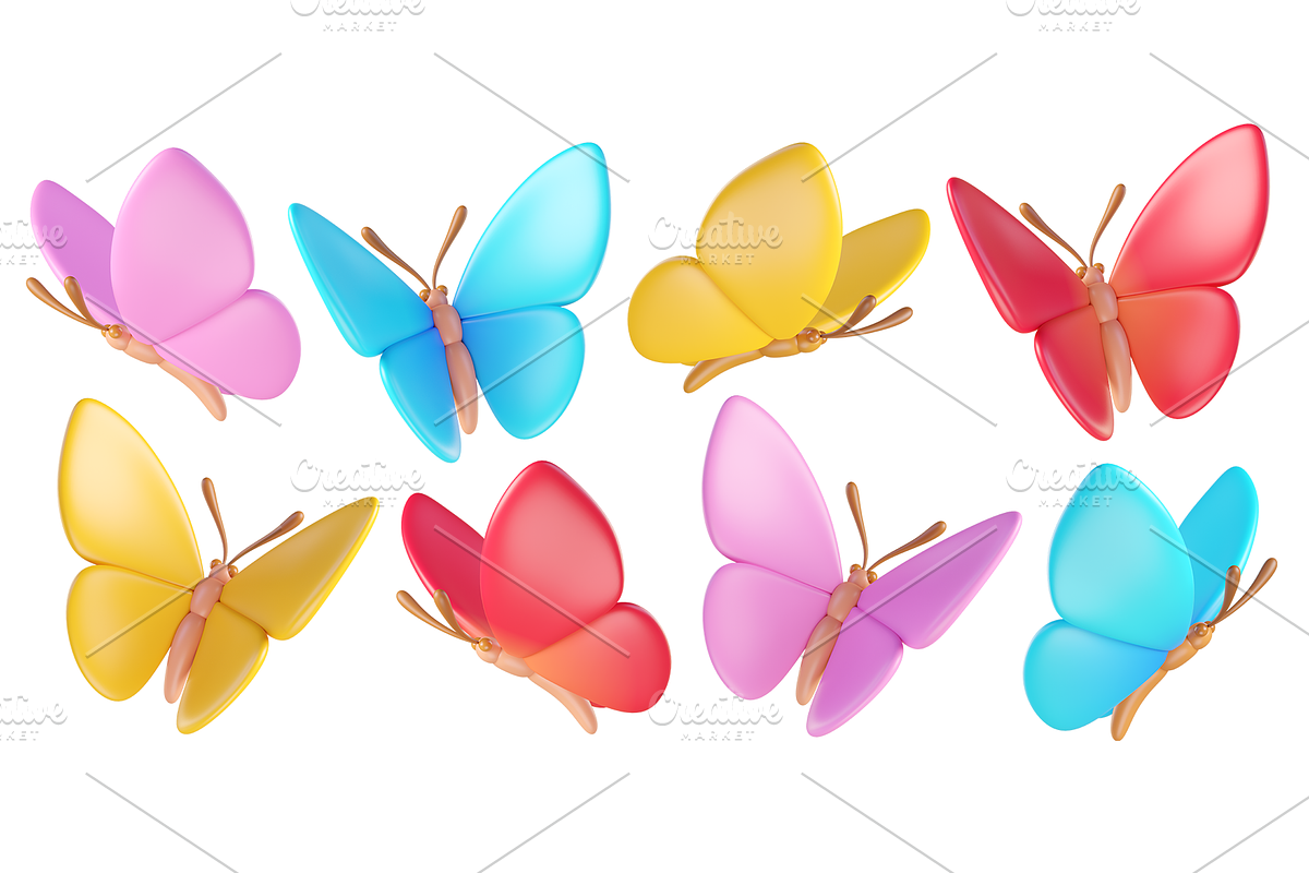 Cute 3D Butterflies icons, an Animal 3D Model by Hannet (Photo 1 of 9)