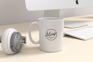 Coffee Mug Mockup on Workspace
