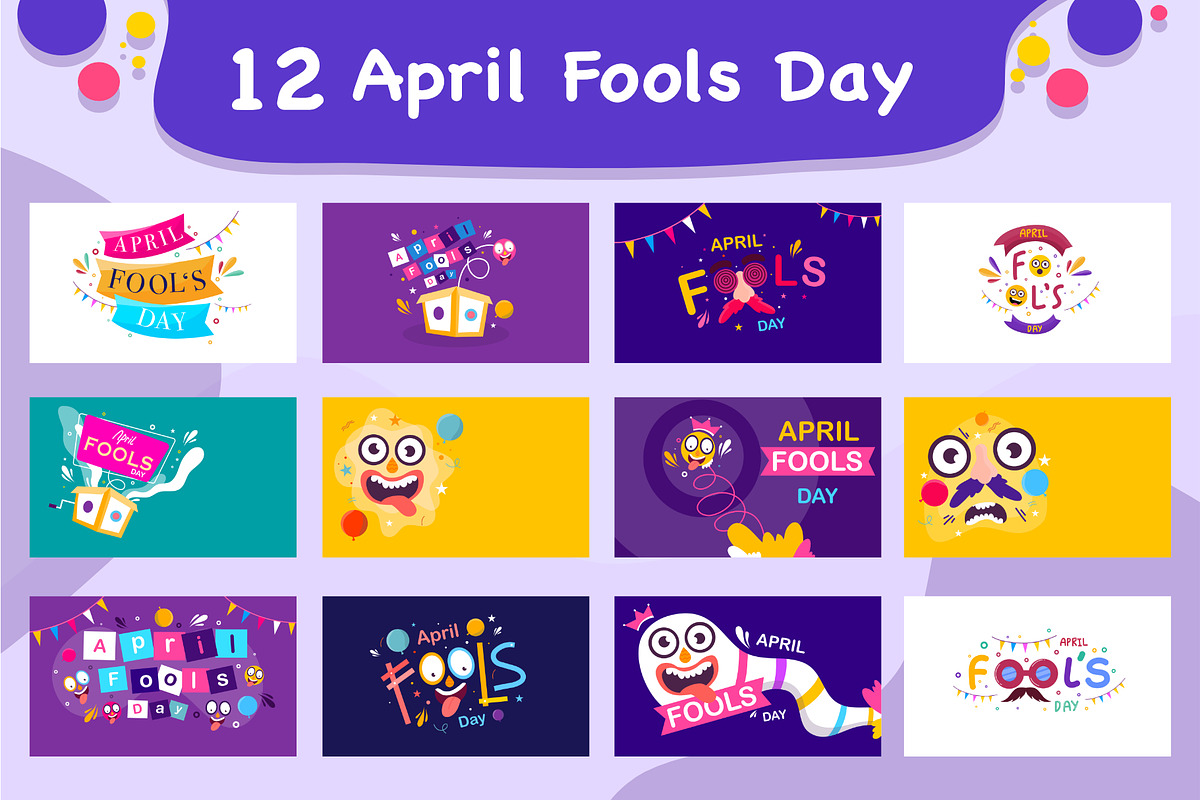 April fools day background 12 set, a Seasonal Illustration by foxndeer (Photo 1 of 4)