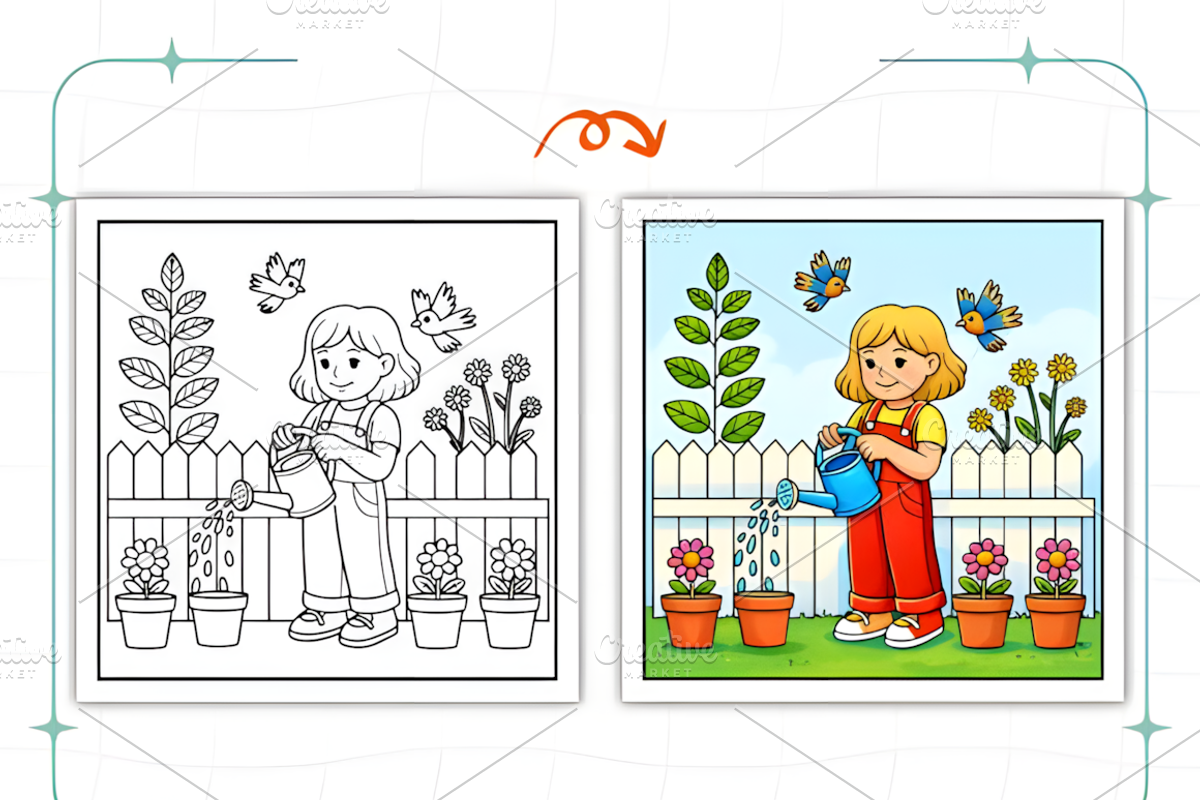 Spring Woman Coloring Pages, a Decorative Illustration by Ink Gallery (Photo 7 of 9)