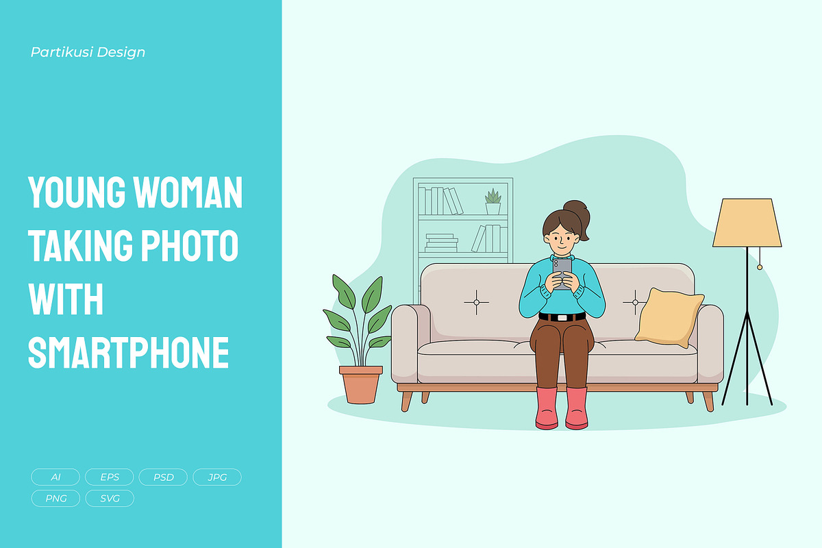 Young Woman Taking Photo Smartphone, a Person Illustration by Partikusi Design (Photo 1 of 3)