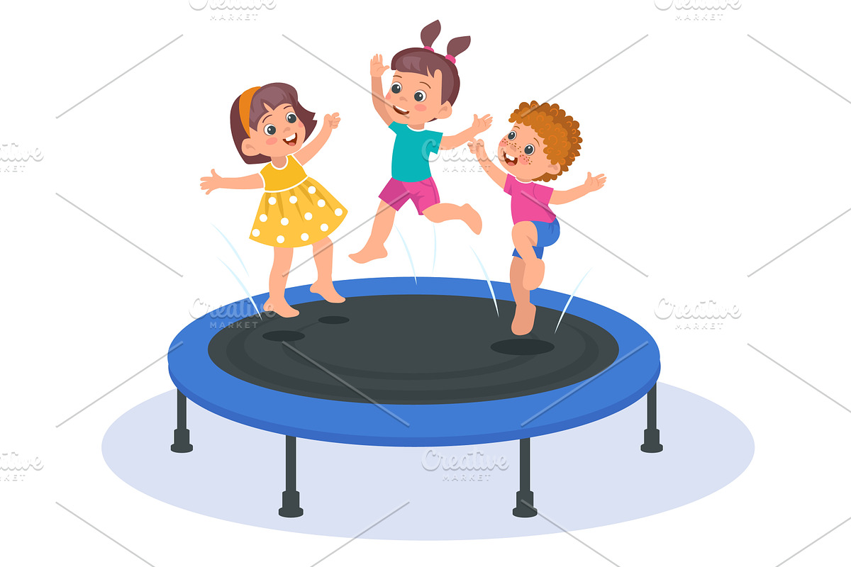 Joyful children jumping on, a Person Illustration by Vectorbuum