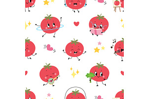 Cartoon tomato characters. Red, a Food Illustration by Valerie Bodnar