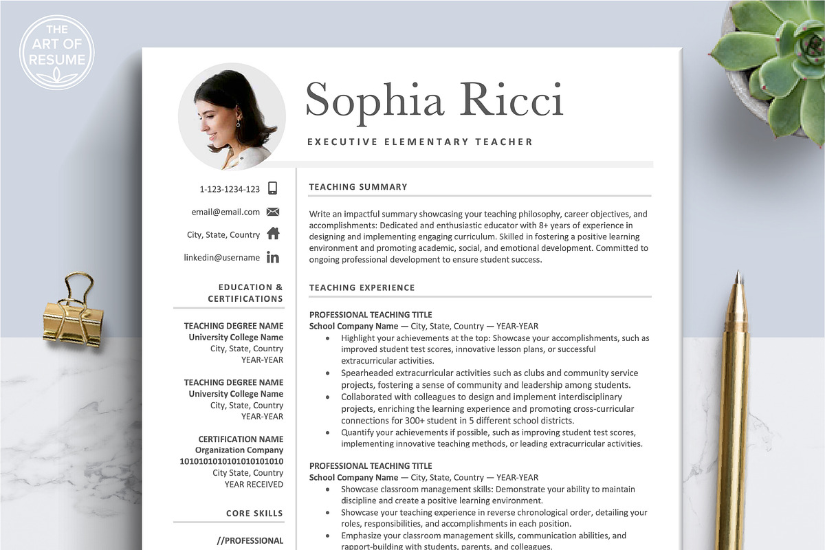 Teacher Resume Template | Educator, a Resume Template by The Art of Resume (Photo 1 of 8)