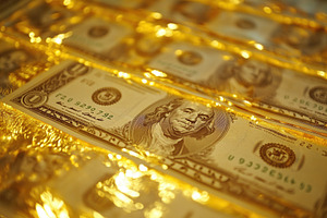 US dollars shimmer with wealth, a Photo by Pavel_design