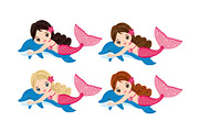Vector Mermaids Clipart, an Illustration by TheCreativeMill (Thumbnail 2 of 4)