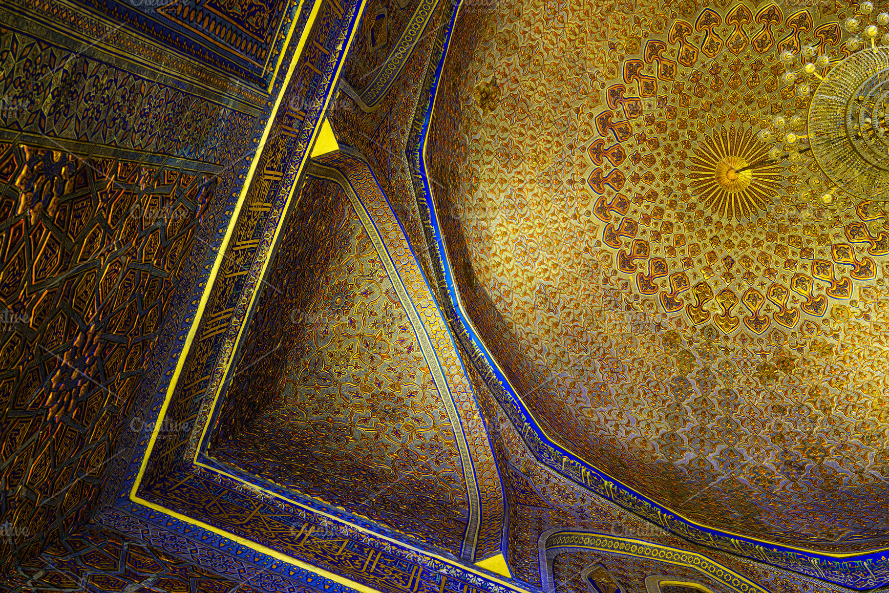 Ornament of the dome and interior of the Gur Emir mausoleum in S, an Abstract Photo by Eugene_Photo