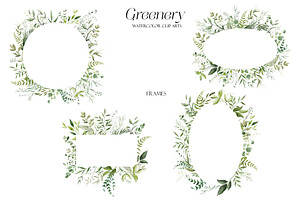 Greenery Watercolor Clipart