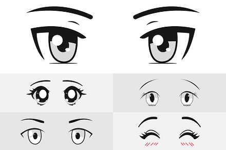 Cartoon Anime eyes. Manga Eye, an Object Illustration by MarkoBabii