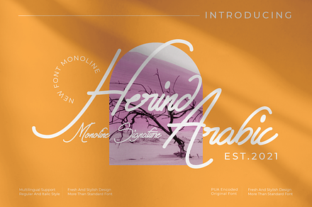 Herind Arabic Monoline Signature, a Handwritten Font by mahstudios