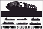 Sailing & Cargo Ship Silhouette Bund, an Illustration by Creativeshirt (Thumbnail 1 of 9)