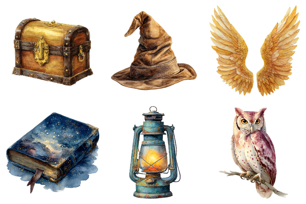 Watercolor Wizard School Clipart, an Illustration by Design Market (Photo 3 of 3)