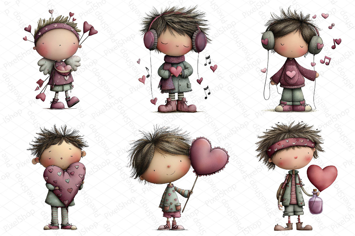 Quirky Valentine Boy Clipart, an Illustration by DreamPrint404 (Photo 2 of 6)