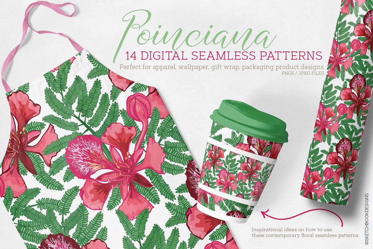 Poinciana Summer Pattern Set, a Pattern Graphic by Sketchbook Designs (Photo 4 of 8)