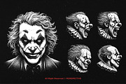 10 Bundle Dark Art Clown Scary Face, an Illustration by Morspective (Thumbnail 3 of 7)