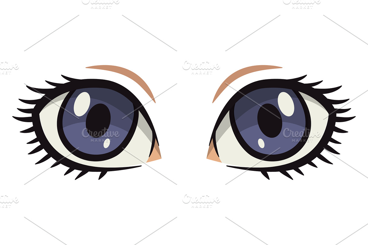Anime Style Vector Set of Flat Eyes., a Person Illustration by Gomolach (Photo 23 of 25)