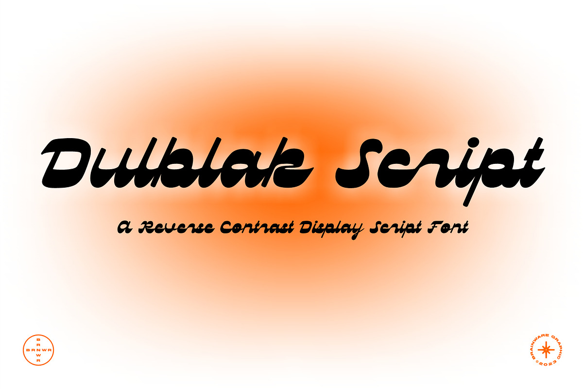 Dulblak script - a reverse contast, a Script Font by Brainware Graphic (Photo 1 of 9)