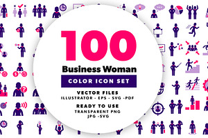 Business Woman Color Icons