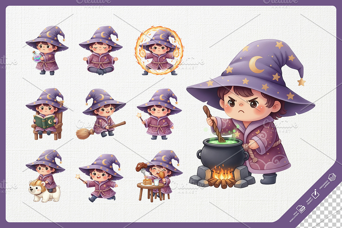 Whimsical Wizard Cute Kids, a Person Illustration by Gohsantosa (Photo 3 of 4)