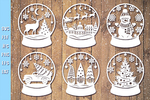 Snow Globe Papercut Bundle SVG