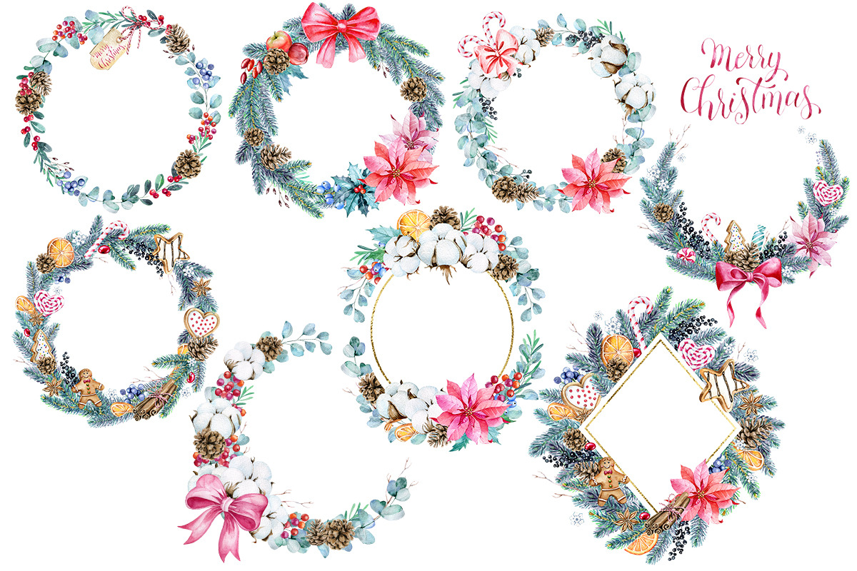 Christmas Watercolor Wreaths Clipart, an Illustration by SimpleWishesArt (Photo 2 of 6)