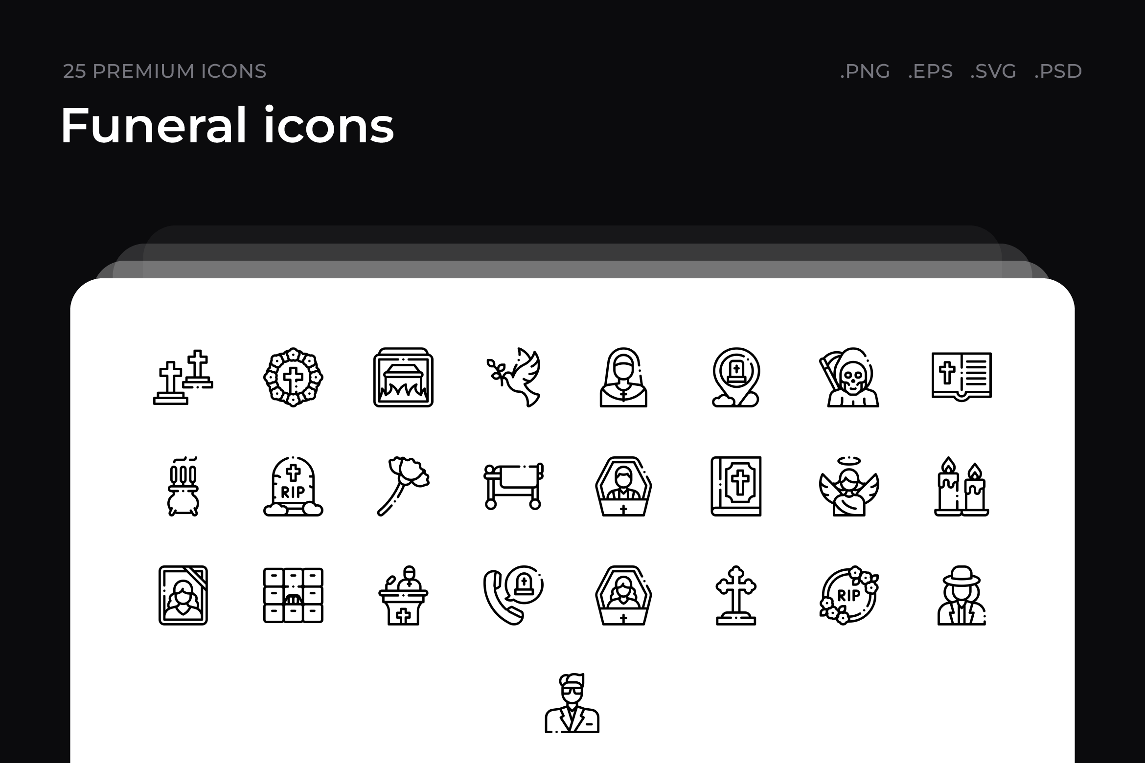 Funeral icons, an Outline Icon by Wencory