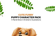 5 Cute Hand-Drawn Puppy Characters, an Animal Illustration by Oleg Ribar (Thumbnail 2 of 2)